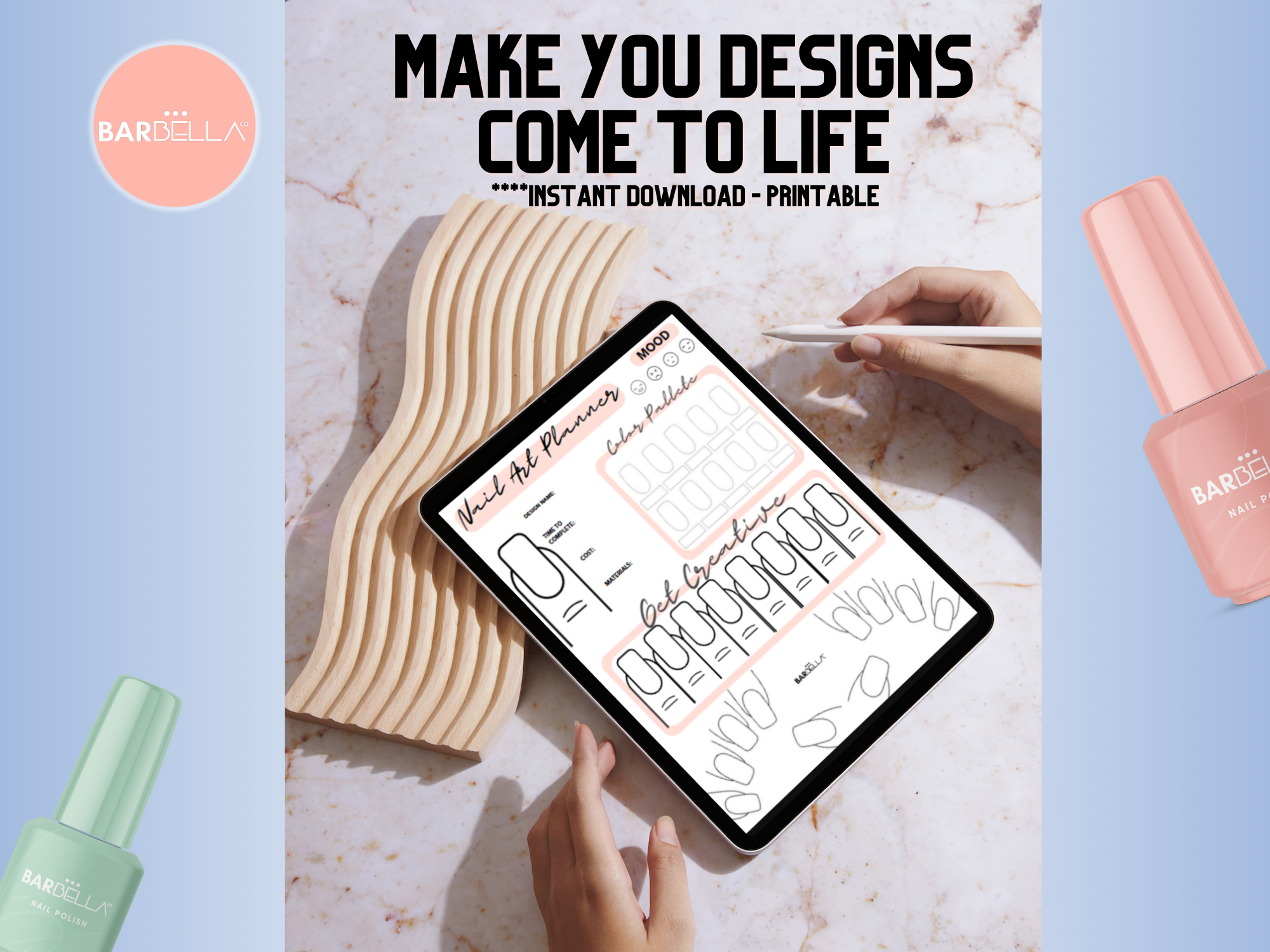 ALMOND NAIL ART PLANNER TEMPLATE