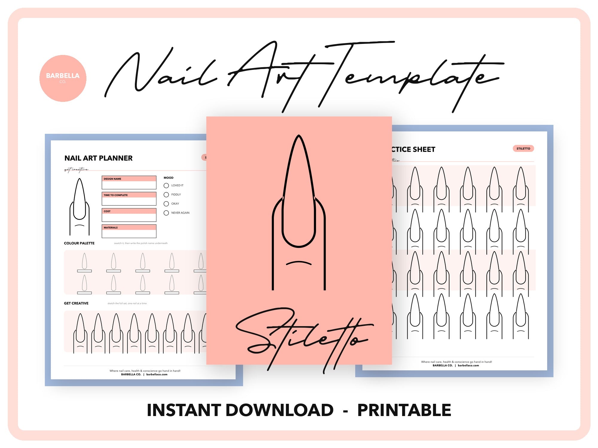 Stiletto Nail Art Planner Template – Printable PDF