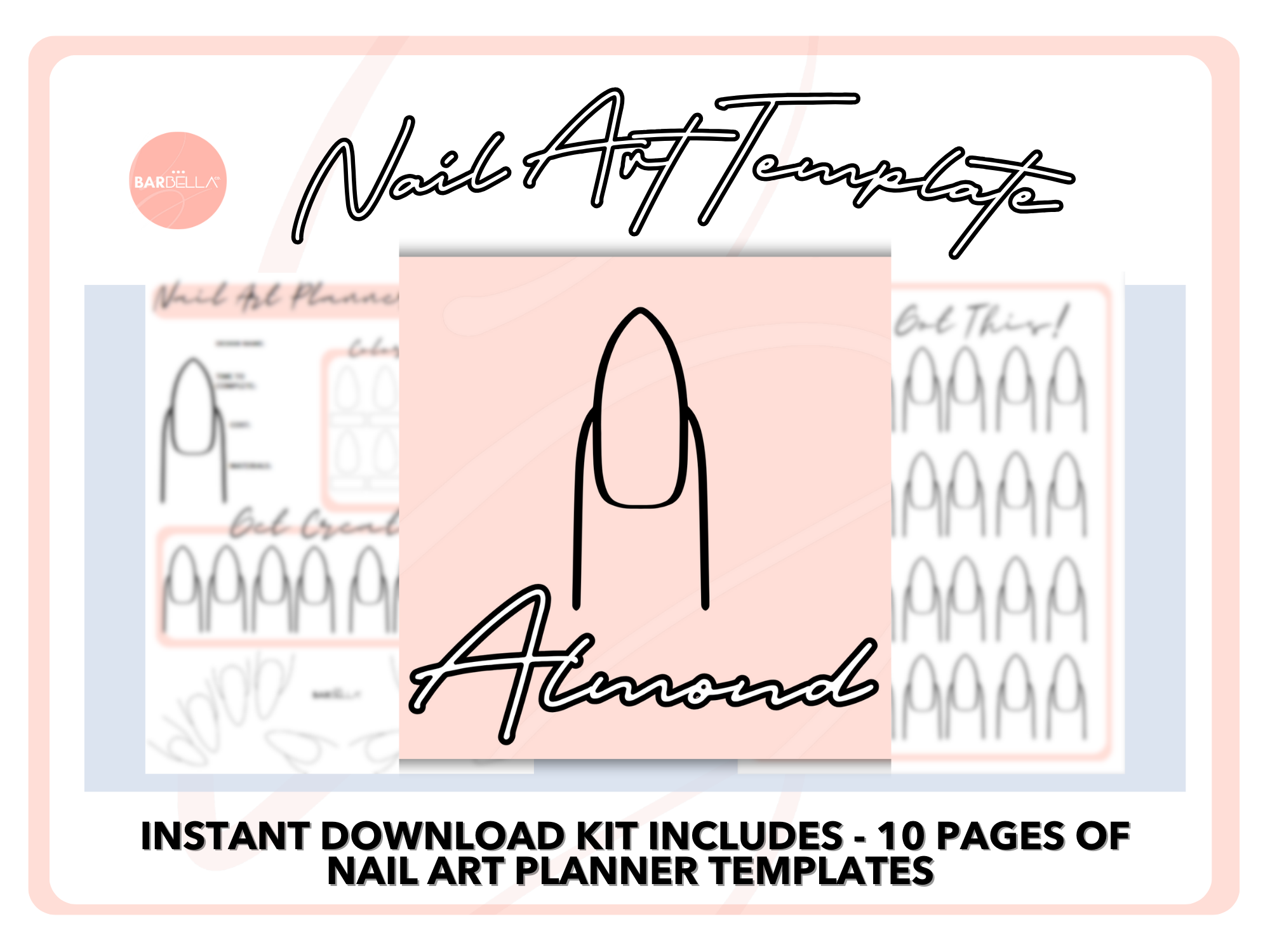 ALMOND NAIL ART PLANNER TEMPLATE