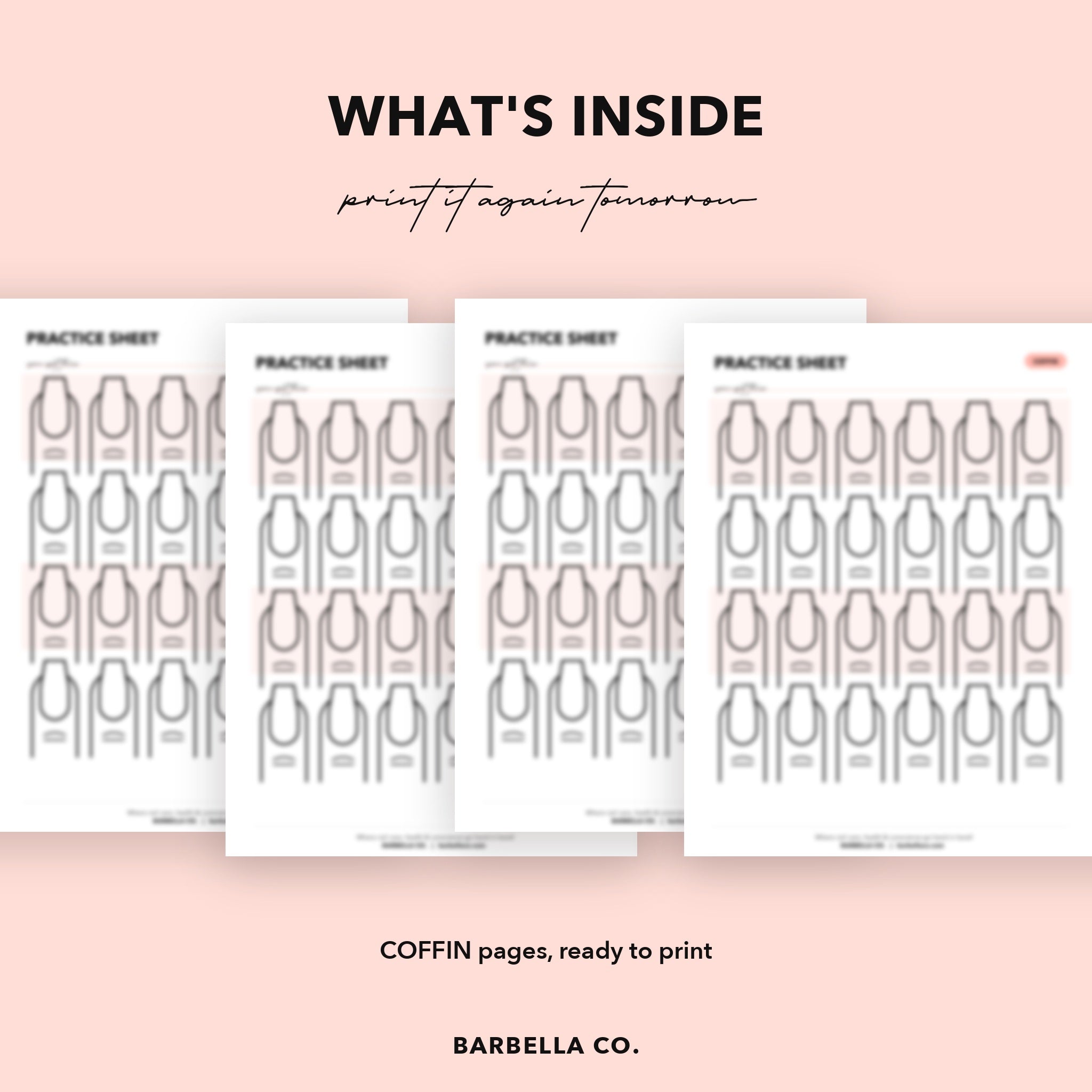 Coffin Nail Art Practice Template – Printable Planner PDF