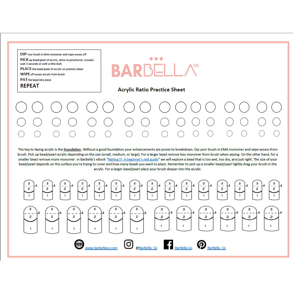 Acrylic Practice Sheets - BarBella Co.